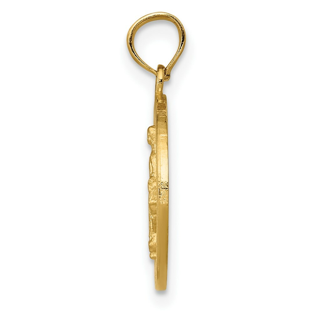 14K Yellow Gold Miraculous Medal Pendant 15mm width