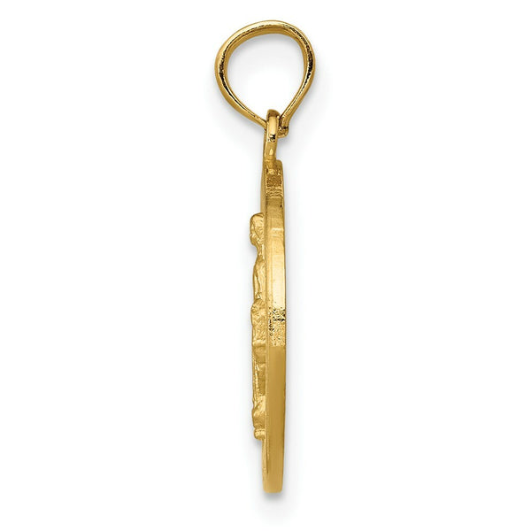 14K Yellow Gold Miraculous Medal Pendant 15mm width