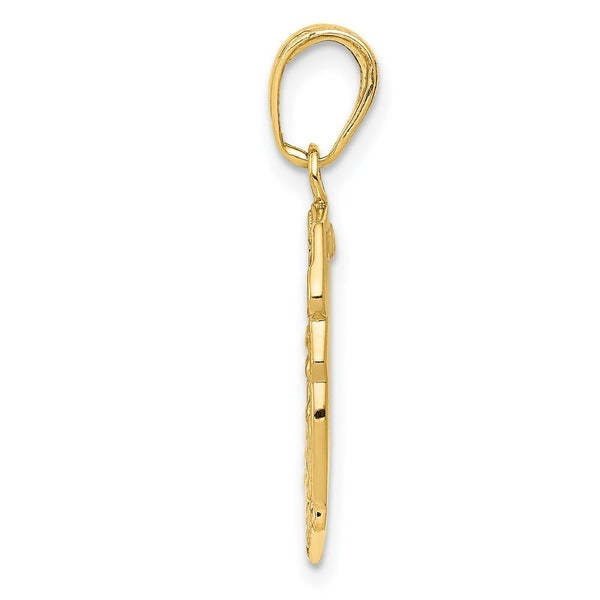 14K Yellow Gold Saint Michael Medal Badge Pendant 15mm width