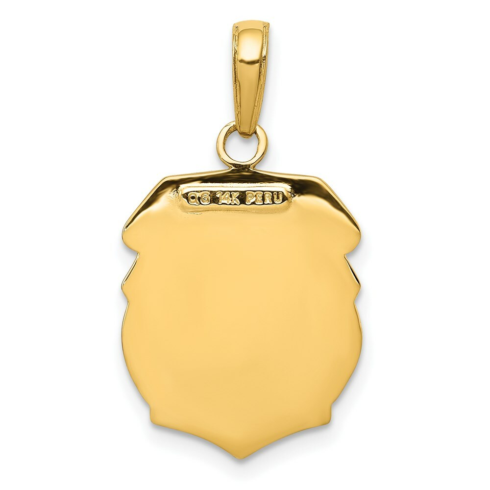 14K Yellow Gold Saint Michael Medal Badge Pendant 15mm width