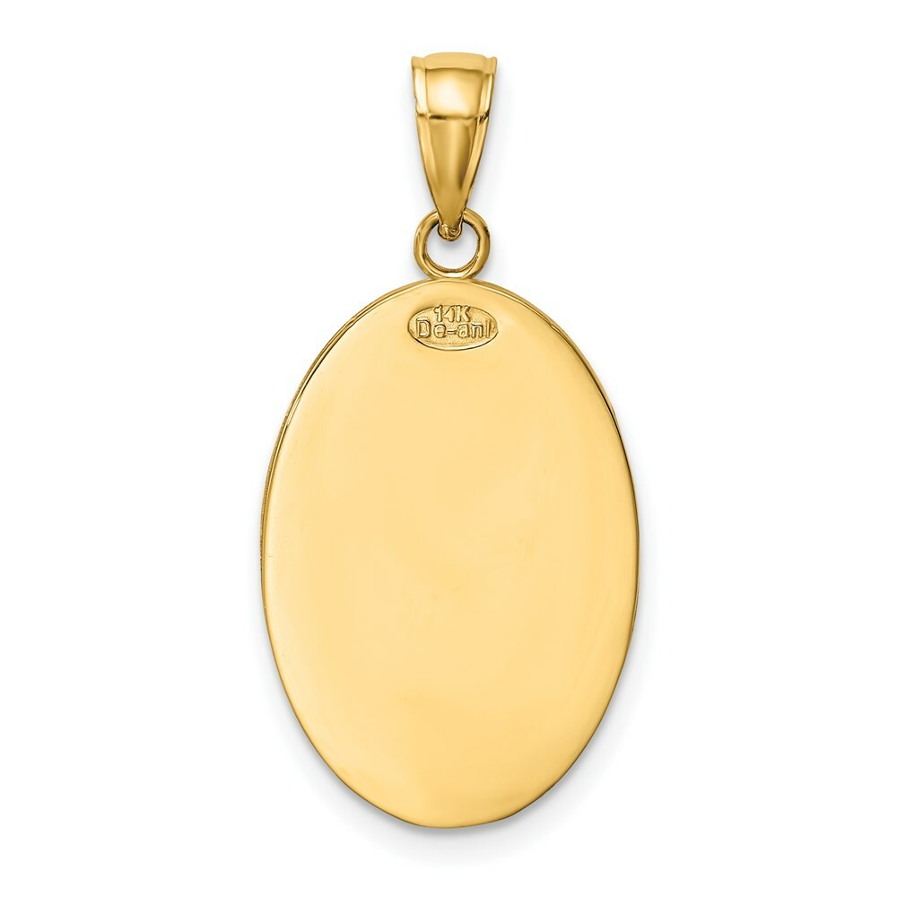 14K Yellow Gold Saint Christopher Medal Pendant 16mm width