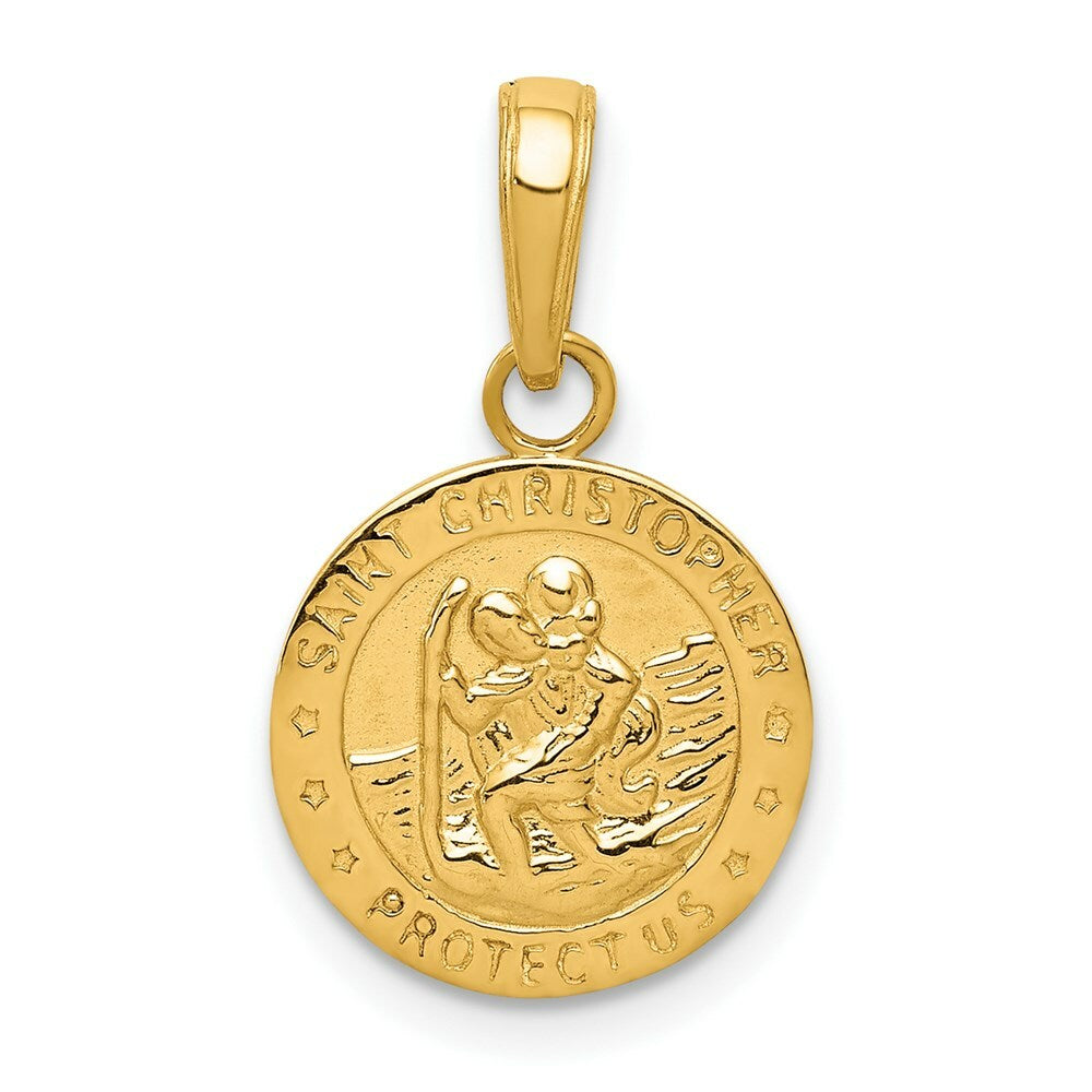 14K Yellow Gold Saint Christopher Medal Charm 12mm width