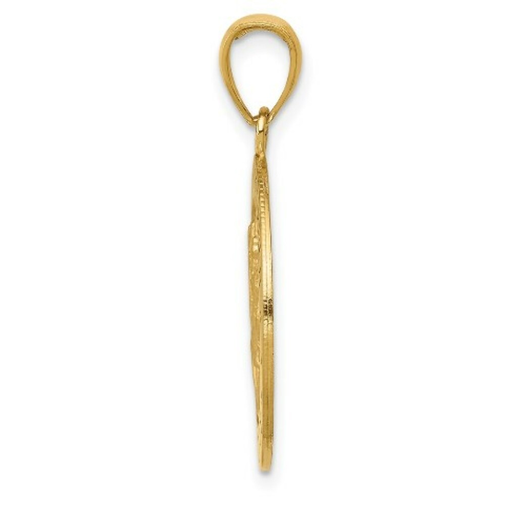 14K Yellow Gold Saint Christopher Medal Pendant 19mm width