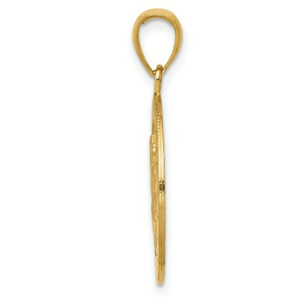 14K Yellow Gold Saint Christopher Medal Pendant 19mm width