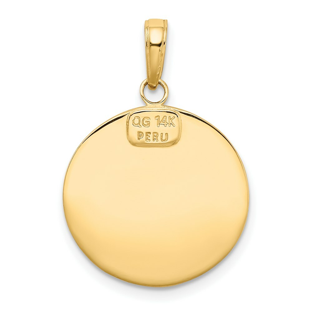 14K Yellow Gold Saint Christopher Medal Pendant 19mm width