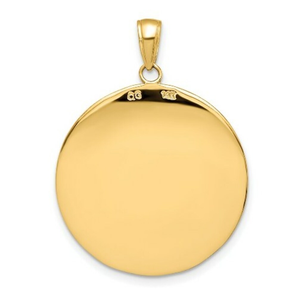 14K Yellow Gold Saint Christopher Medal Pendant 26mm width