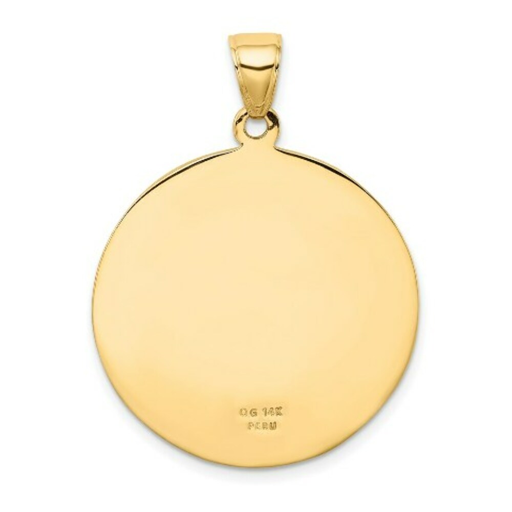 14K Yellow Gold Saint Christopher Medal Pendant 29mm width