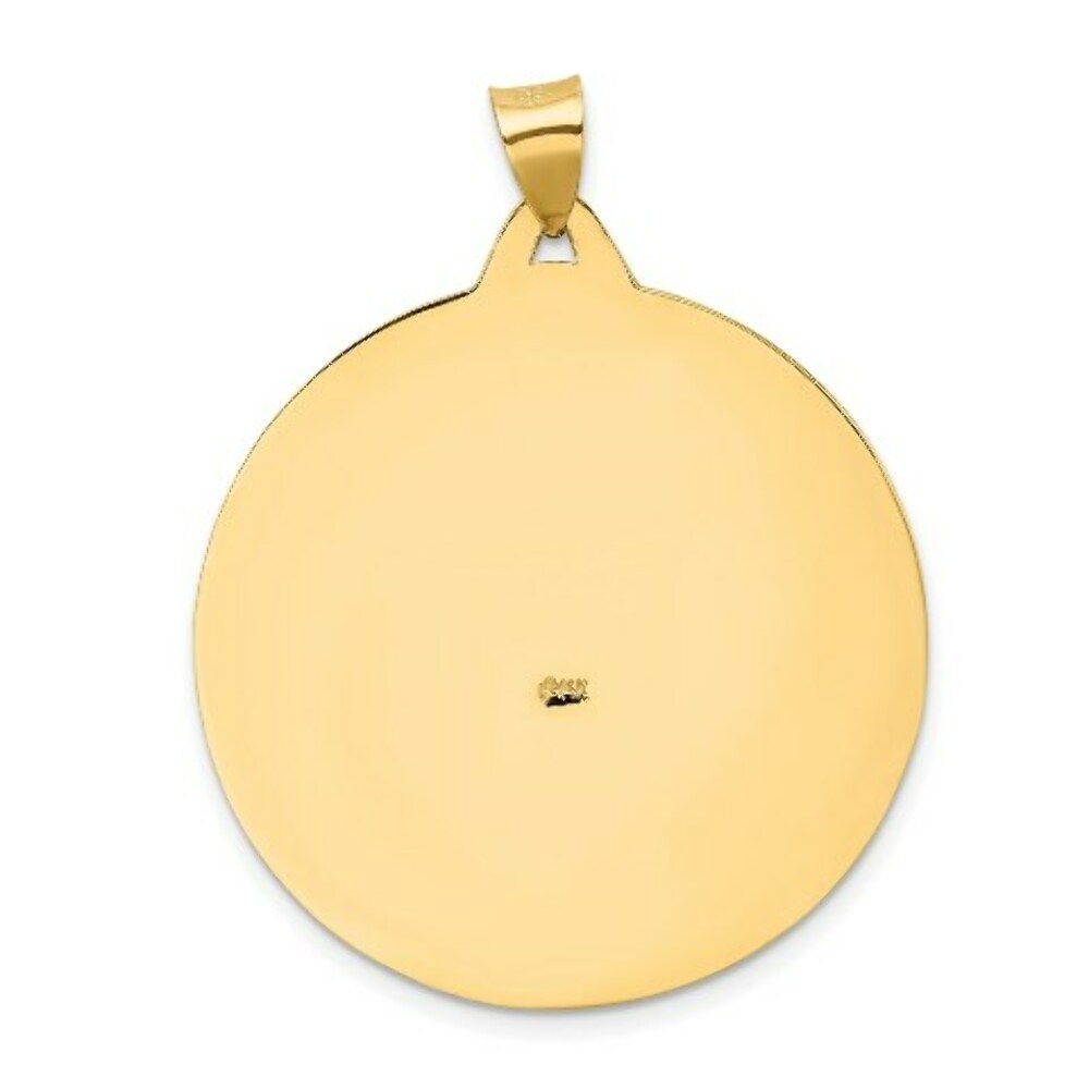 14K Yellow Gold Saint Christopher Medal Pendant 33mm width