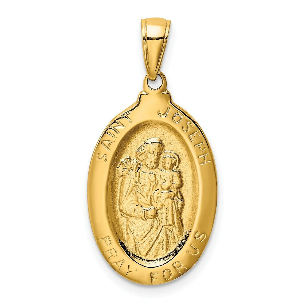 14K Yellow Gold Saint Joseph Medal Pendant 15mm width