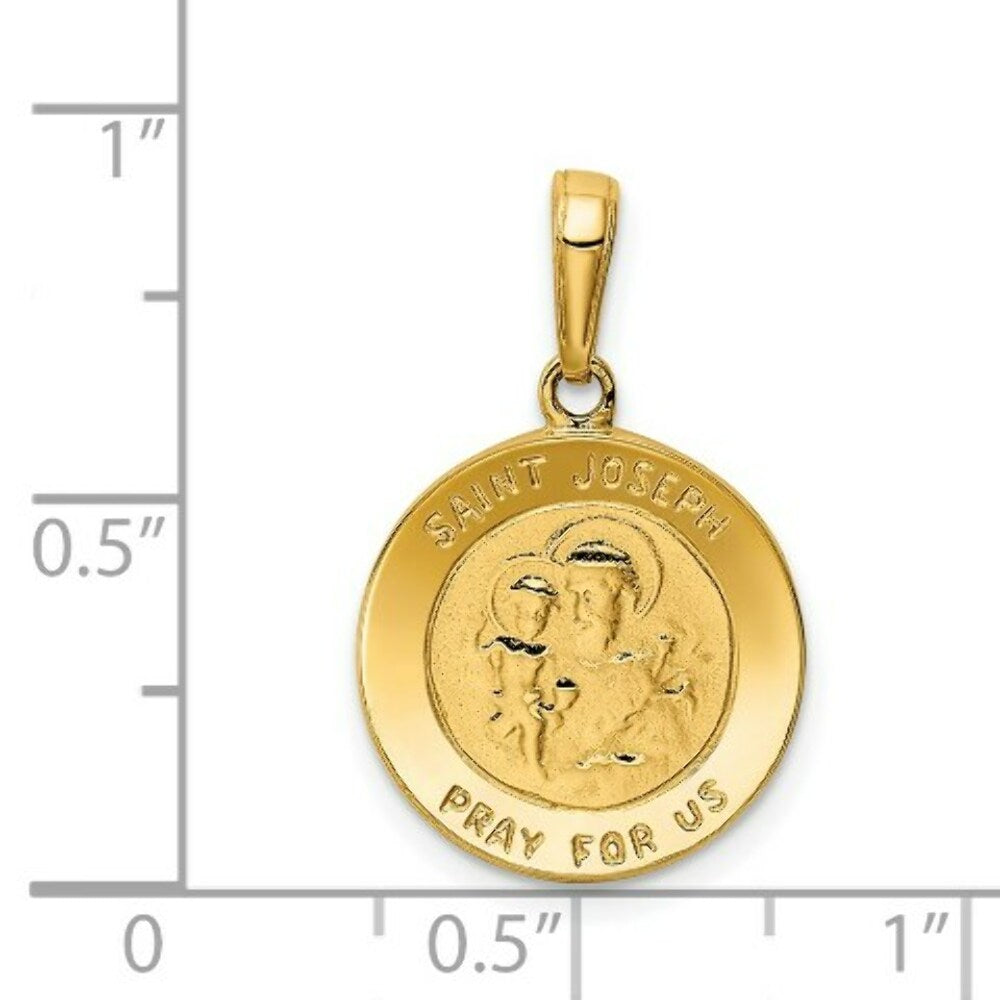 14K Yellow Gold Saint Joseph Medal Charm 16mm width