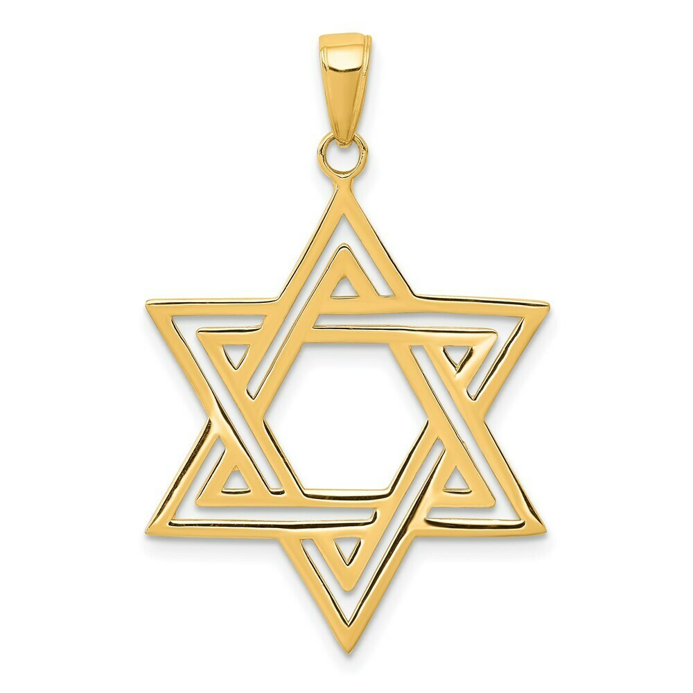 14K Yellow Gold Solid Polished Star of David Charm