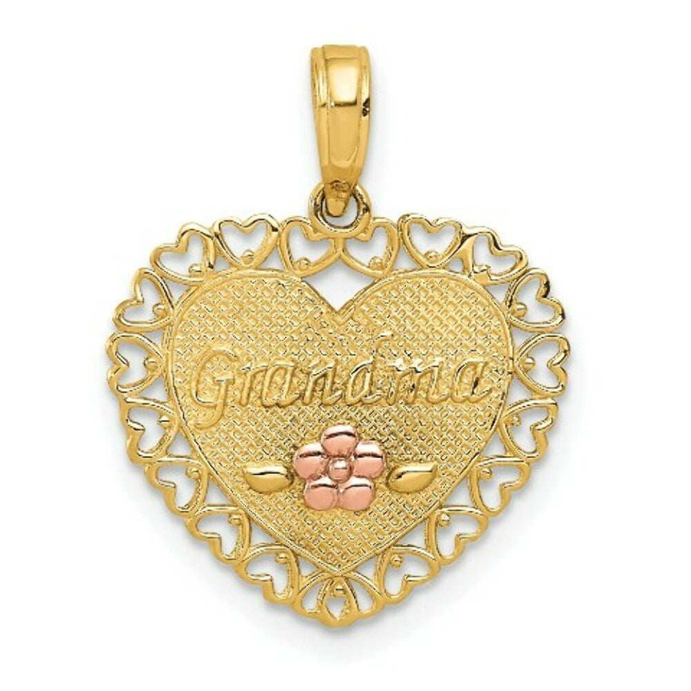 14K Two-tone Gold Grandma Heart Charm