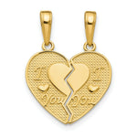Load image into Gallery viewer, 14K Yellow Gold I Love You break apart Heart Charm
