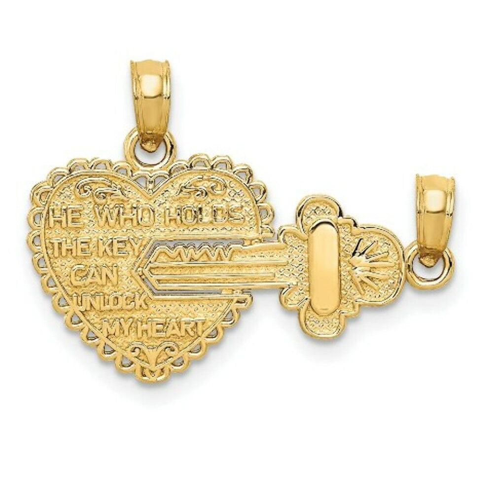 14K Yellow Gold Heart Charm 22mm Diameter