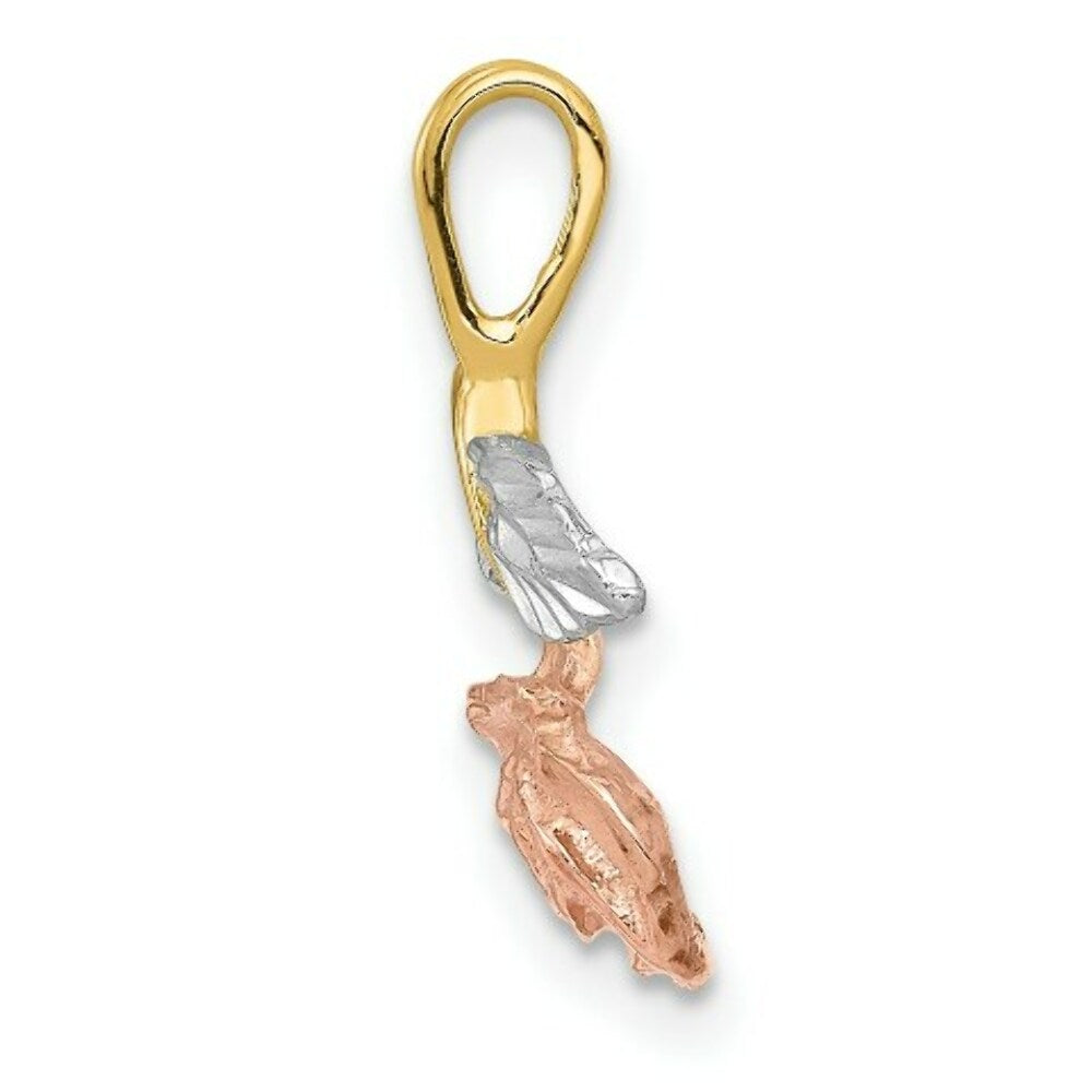 14K Yellow Gold W/White & Rose Rhodium Rose Chain Slide