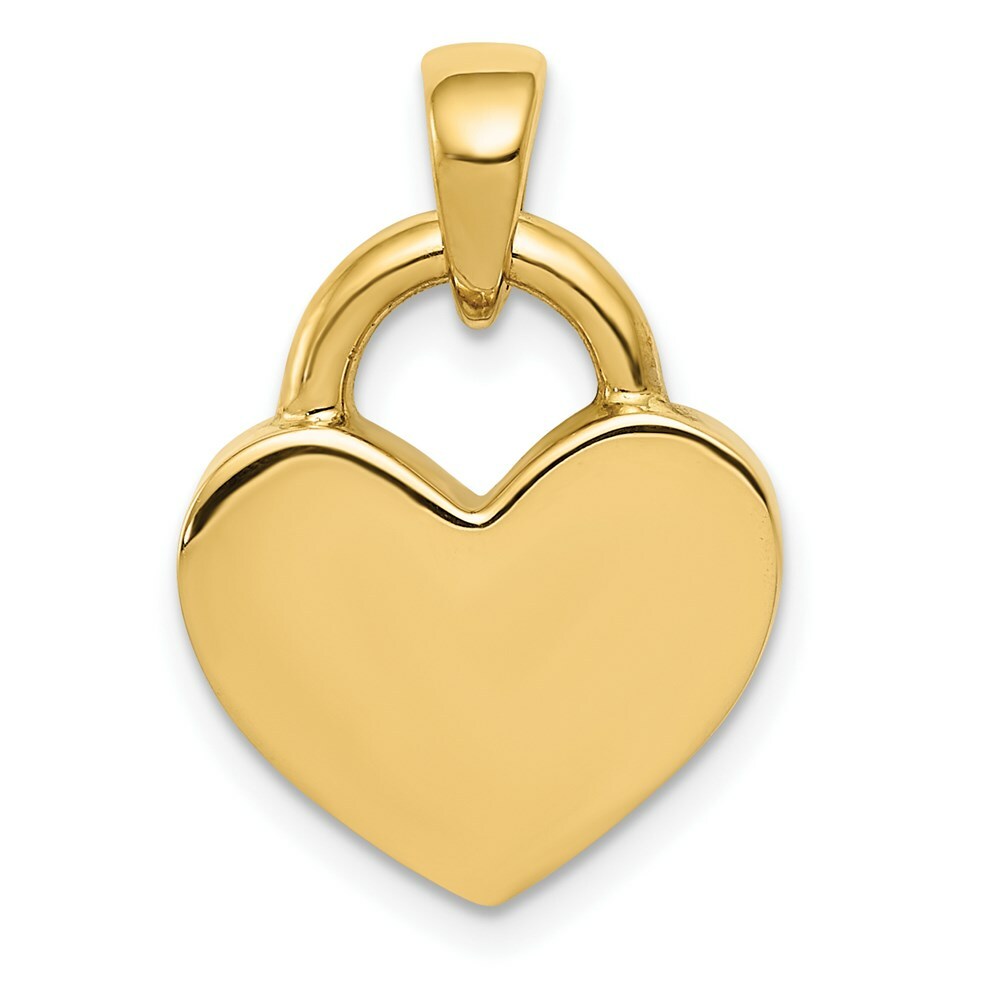14K Yellow Gold Hollow Polished Reversible Heart Charm