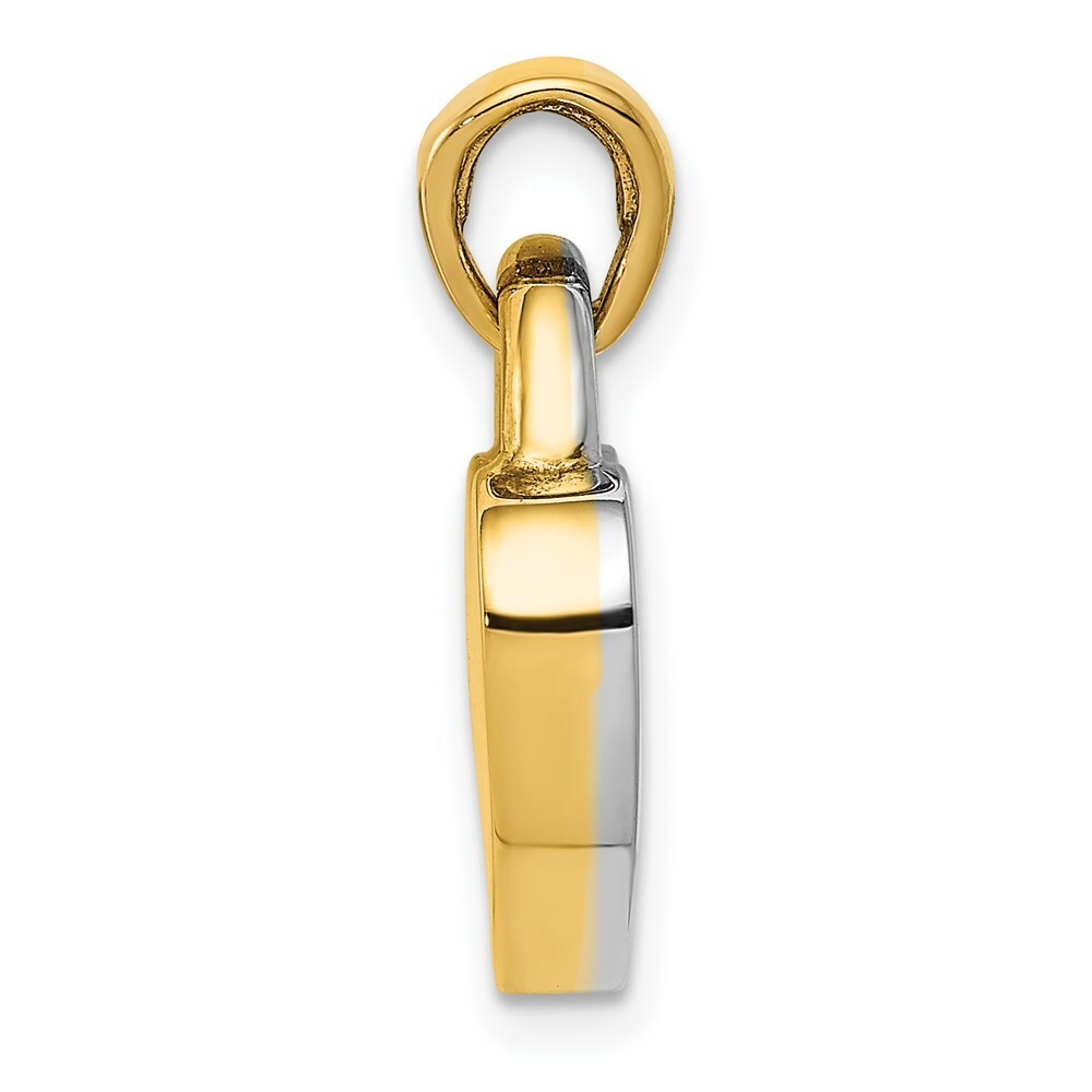 14K Yellow Gold Hollow Polished Reversible Heart Charm