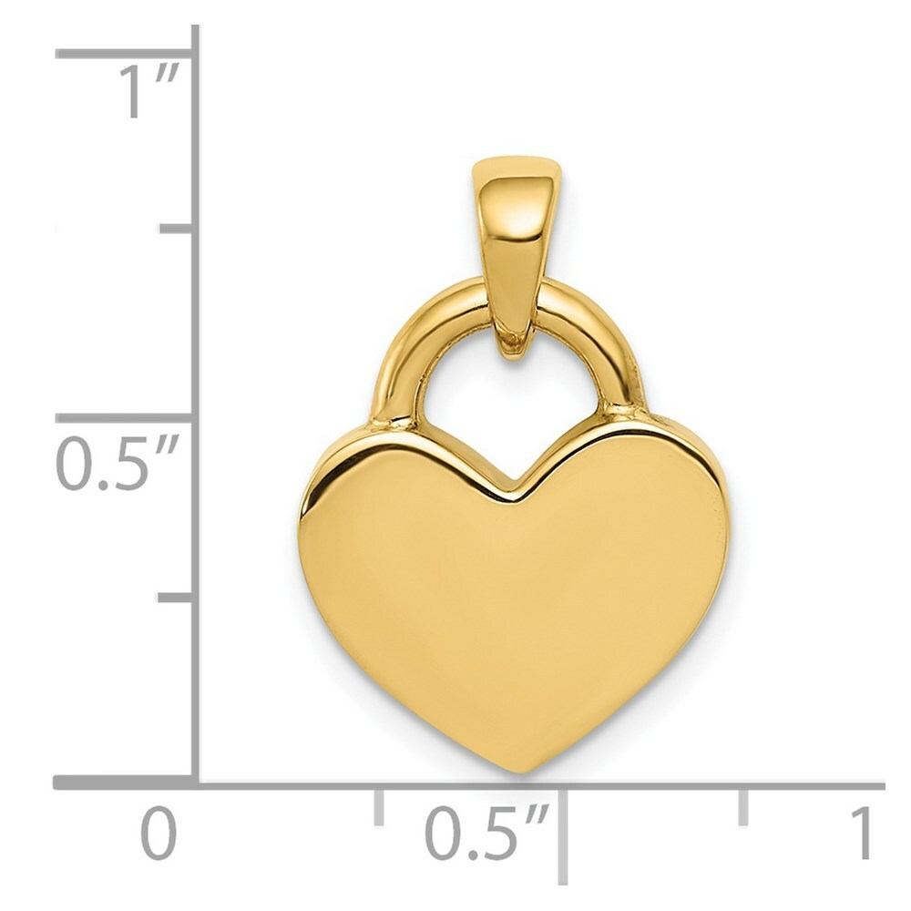 14K Yellow Gold Hollow Polished Reversible Heart Charm
