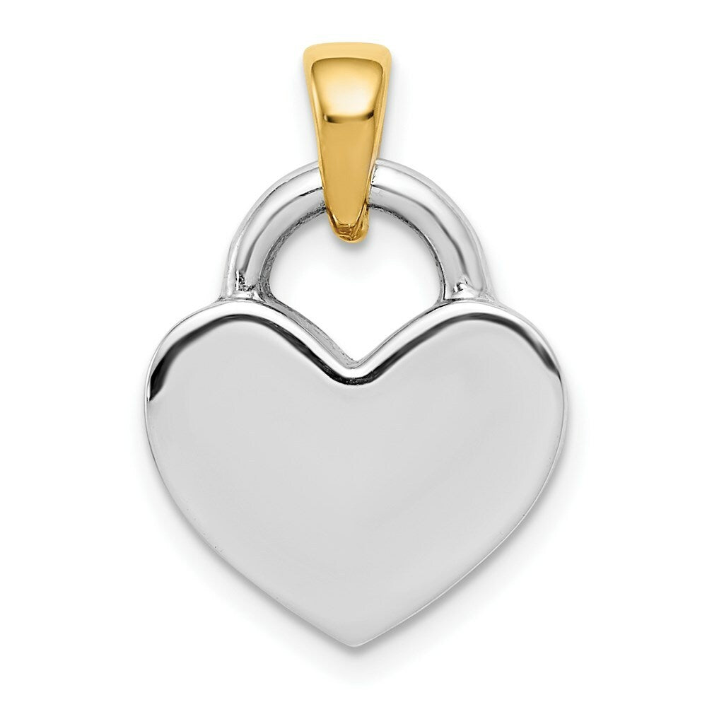 14K Yellow Gold Hollow Polished Reversible Heart Charm