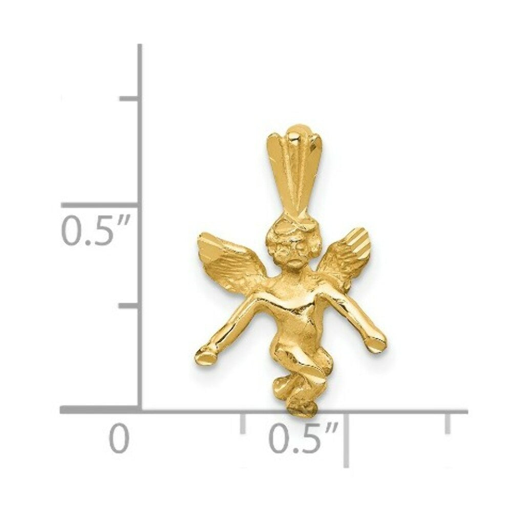 14K Yellow Gold Satin & Diamond-cut Angel Charm