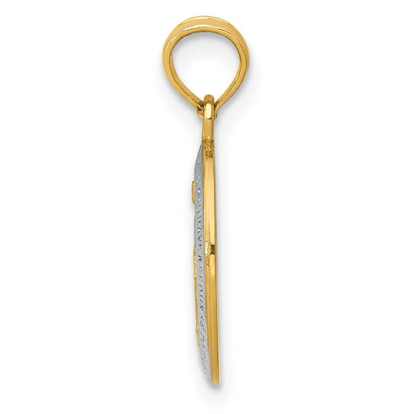 14K Yellow Gold w/Rhodium Miraculous Medal Charm