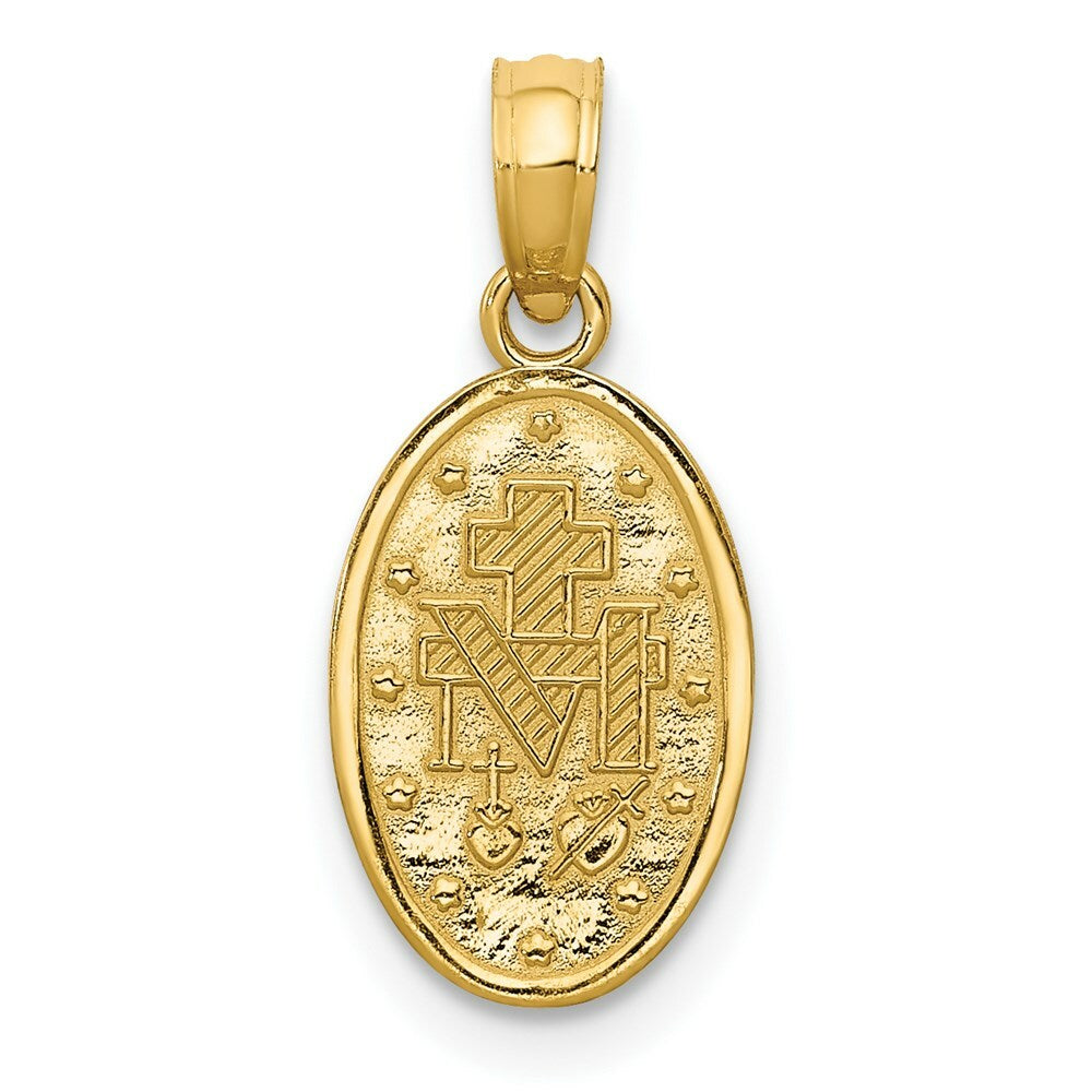 14K Yellow Gold w/Rhodium Miraculous Medal Charm