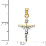 Load image into Gallery viewer, 14K Two-tone Gold INRI Crucifix Pendant 25mm length
