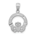 Load image into Gallery viewer, 14K White Gold Solid Diamond-cut Claddagh Pendant
