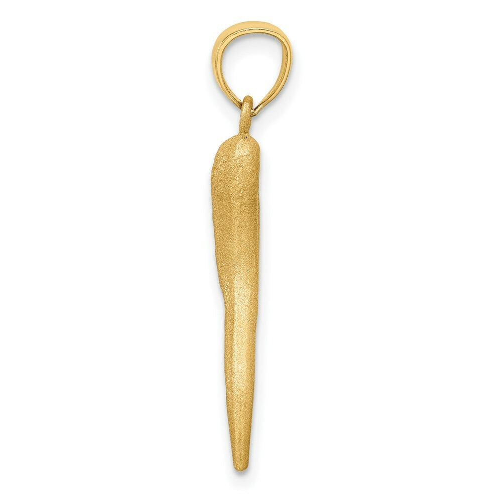 14K Yellow Gold Solid Diamond-cut Italian Horn Charm