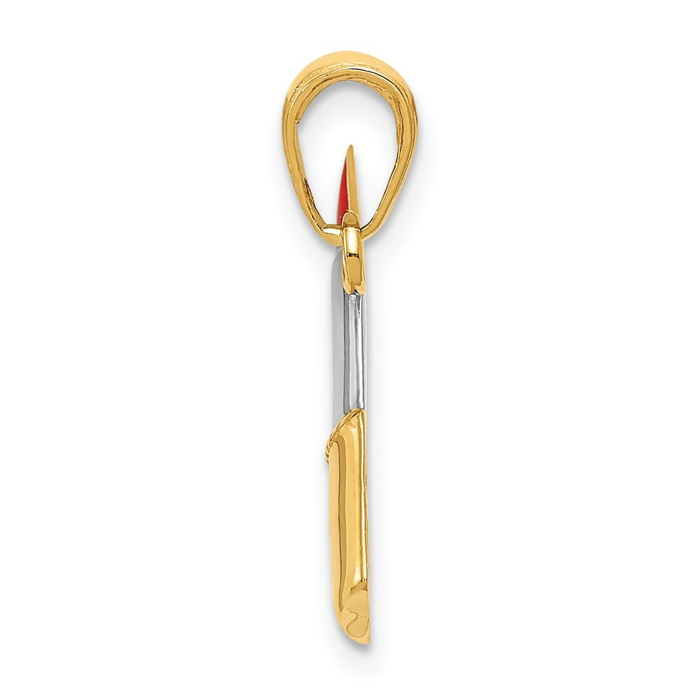 14K Yellow Gold & Rhodium Enameled Lipstick Charm