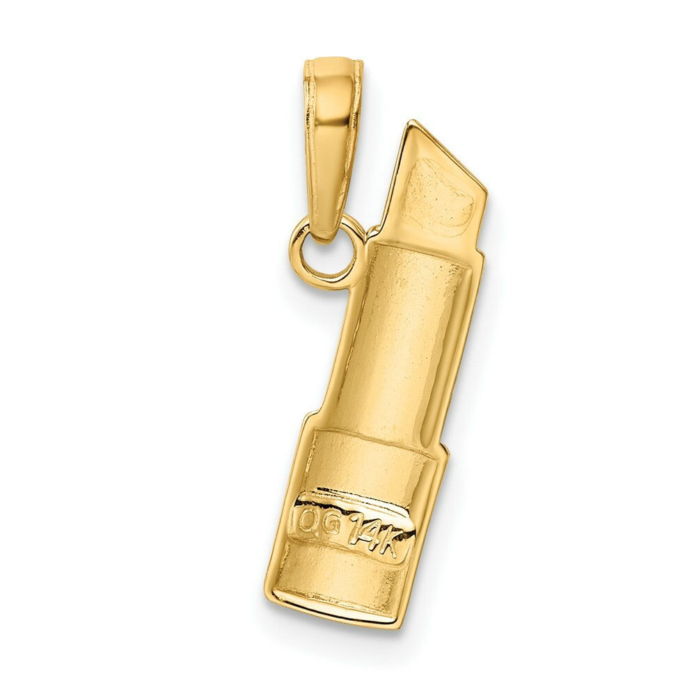 14K Yellow Gold & Rhodium Enameled Lipstick Charm