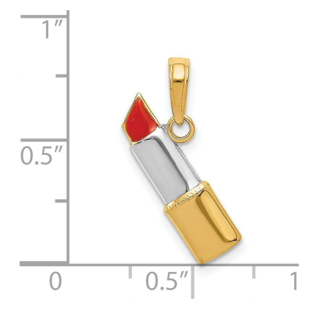 14K Yellow Gold & Rhodium Enameled Lipstick Charm