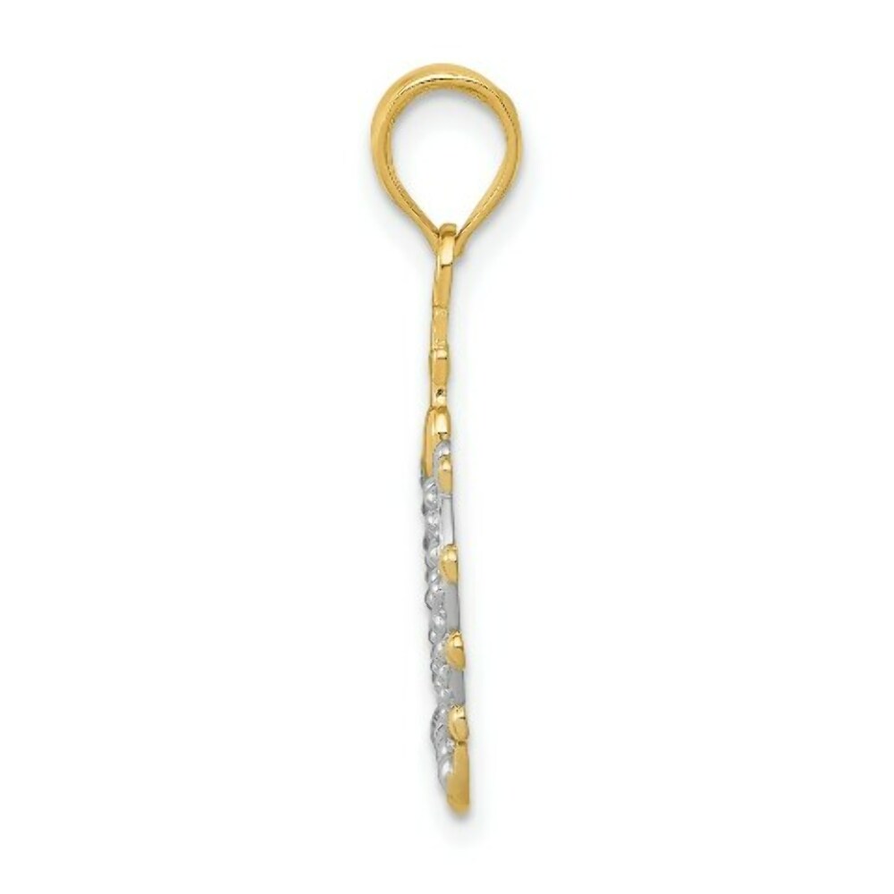 14K Yellow Gold Rhodium Crown Pendant