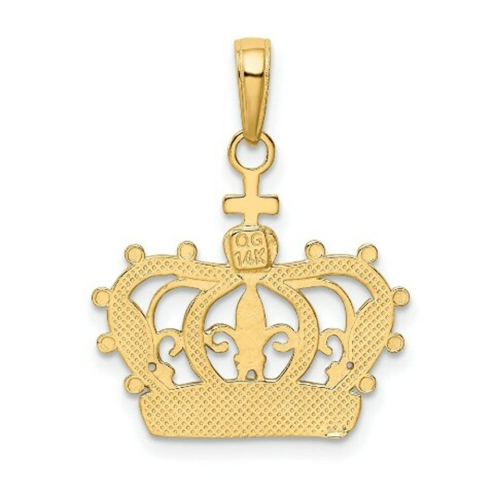 14K Yellow Gold Rhodium Crown Pendant