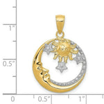Load image into Gallery viewer, 14K Yellow Gold and Rhodium Diamond-cut Moon, Stars, and Sun Pendant
