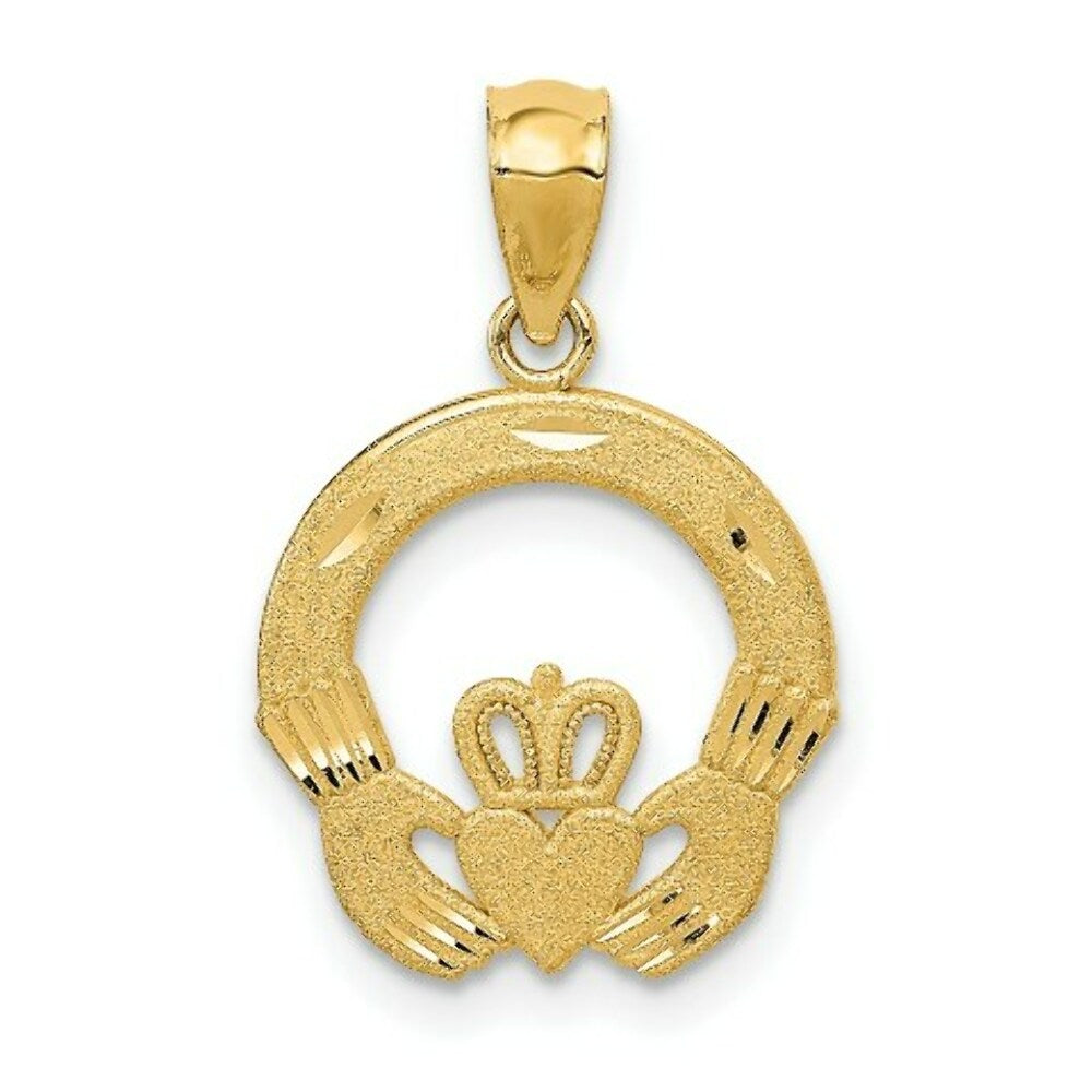 14K Yellow Gold Claddagh Charm 22mm length