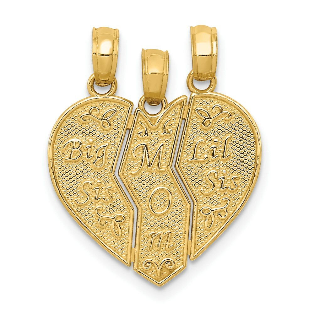 14K Yellow Gold Break-apart Big Sis, Mom, Lil Sis Charm
