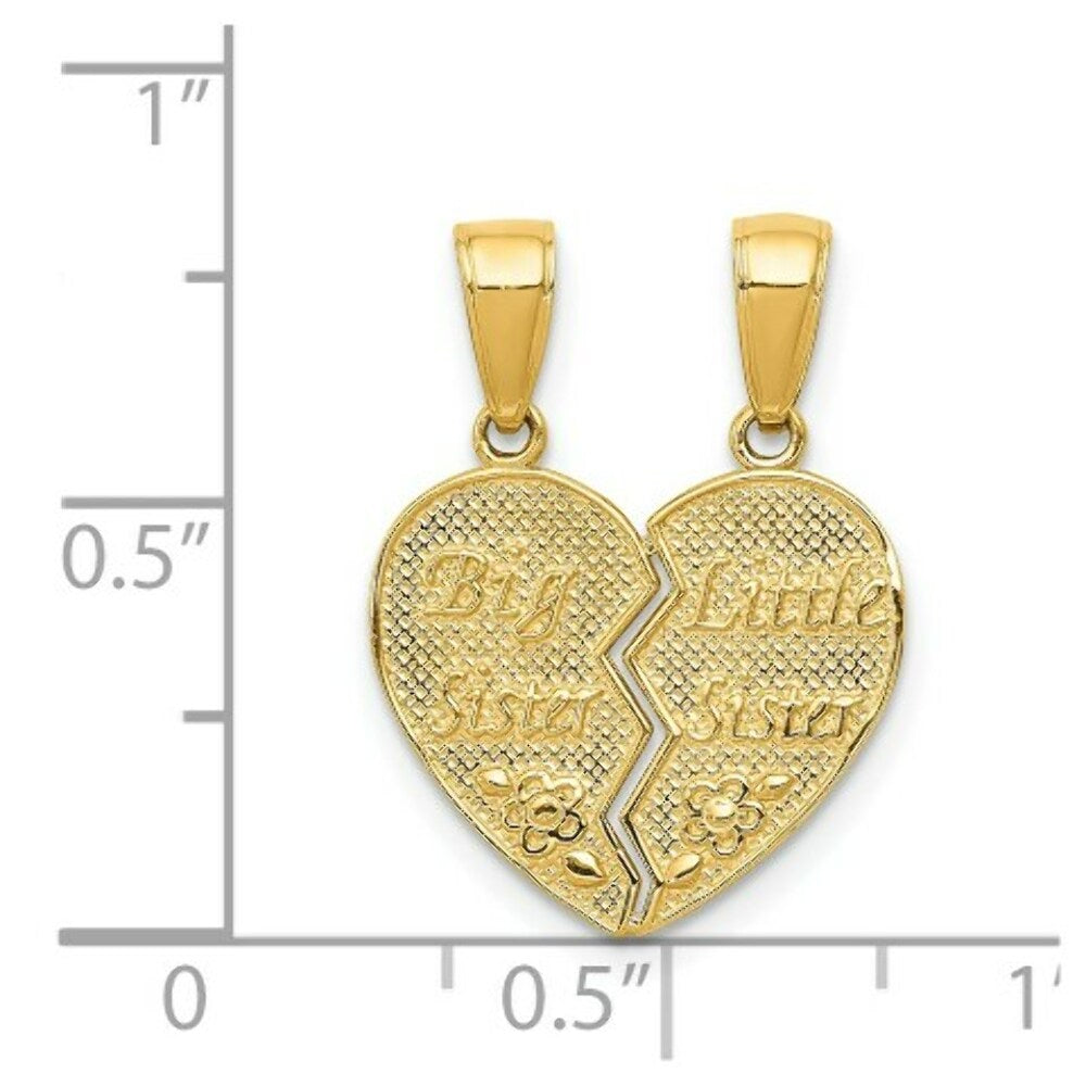 14K Yellow Gold Big Sister/Little Sister Break-apart Charm