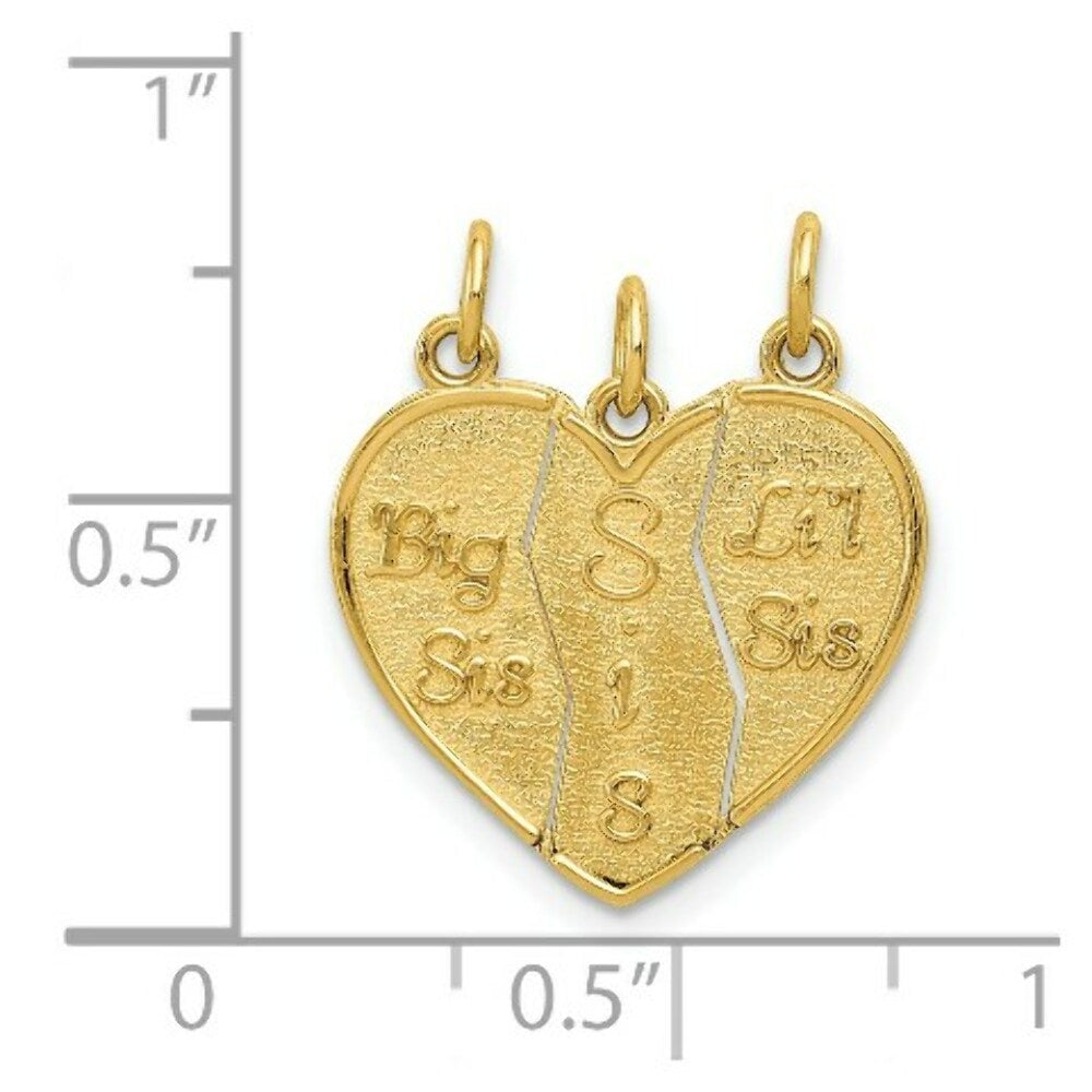 14K Yellow Gold 3 piece Break-apart Big Sis, Sis & Lil Sis Charm
