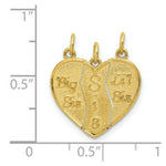Load image into Gallery viewer, 14K Yellow Gold 3 piece Break-apart Big Sis, Sis &amp; Lil Sis Charm
