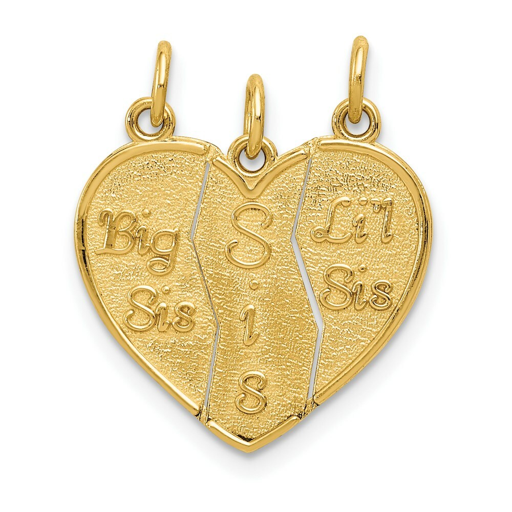 14K Yellow Gold 3 piece Break-apart Big Sis, Sis & Lil Sis Charm