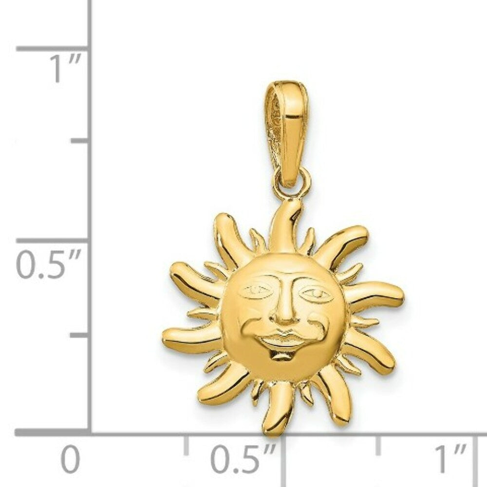 14K Yellow Gold Diamond-Cut Small Sun Charm