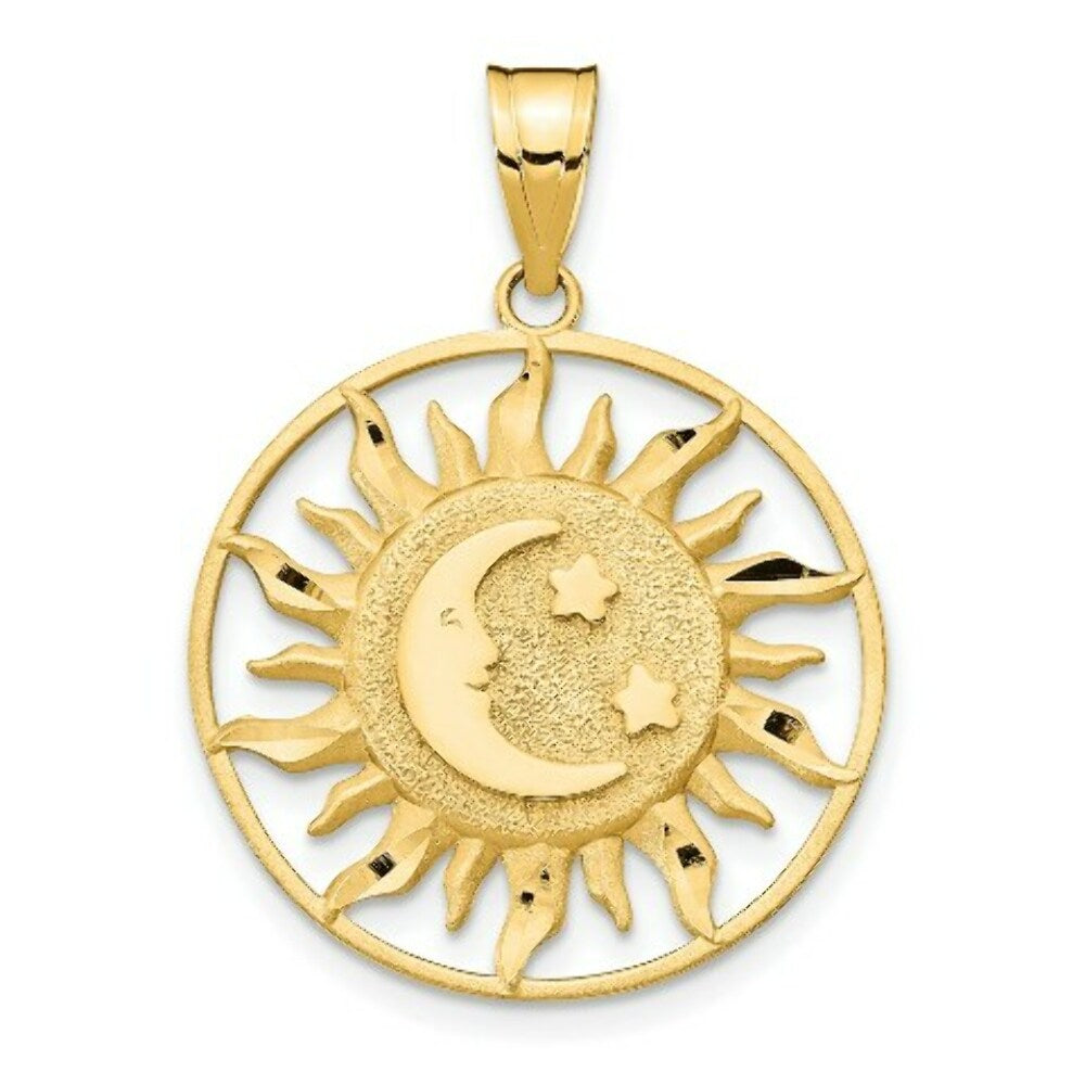 14K Yellow Gold Polished Sun with Moon & Star Charm