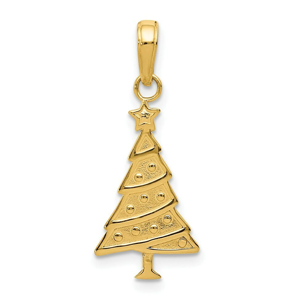 14K Yellow Gold Christmas Tree Pendant