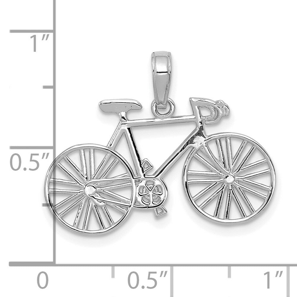 14K White Gold Polished Bicycle Charm Pendant