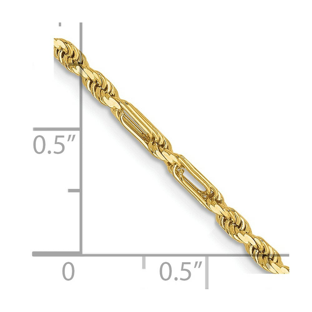 14K Yellow Gold 2.5mm Diamond-cut Milano Rope Chain
