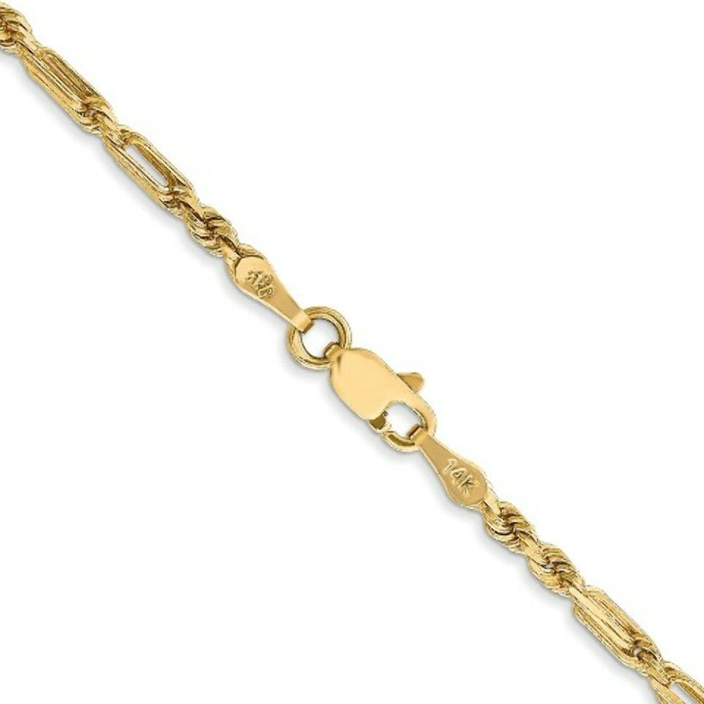14K Yellow Gold 2.5mm Diamond-cut Milano Rope Chain