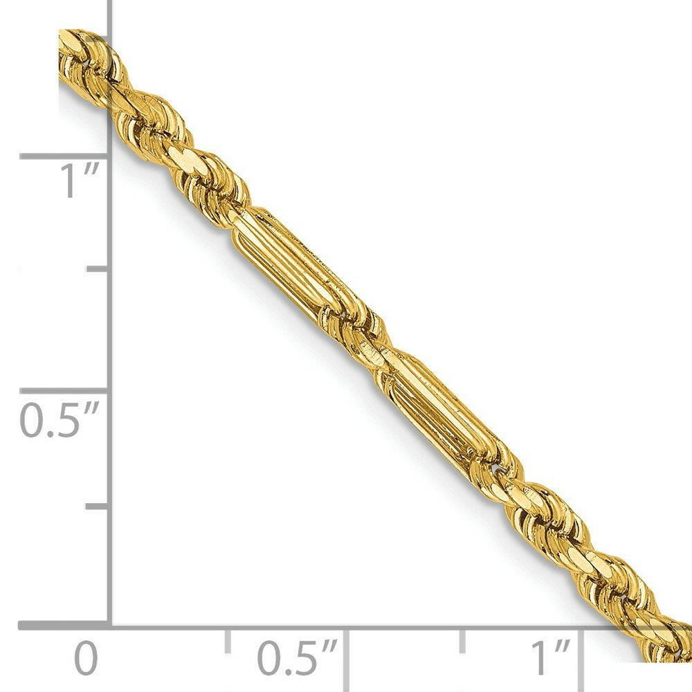 14K Yellow Gold 3mm Diamond-cut Milano Rope Chain