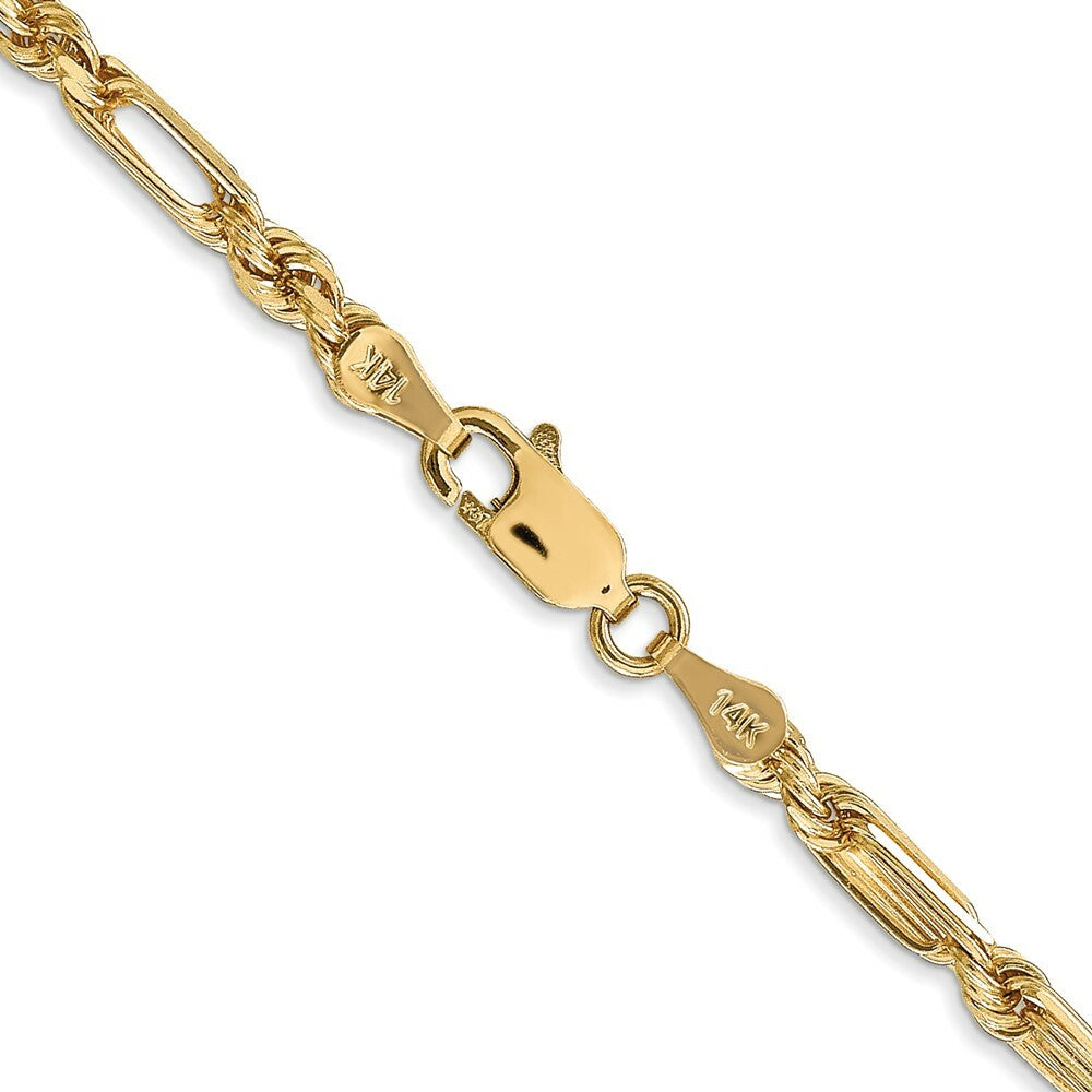 14K Yellow Gold 3mm Diamond-cut Milano Rope Chain
