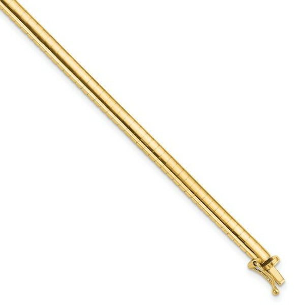 14K Yellow Gold 4mm Wide Domed Omega Bracelet  Length 7'' inches